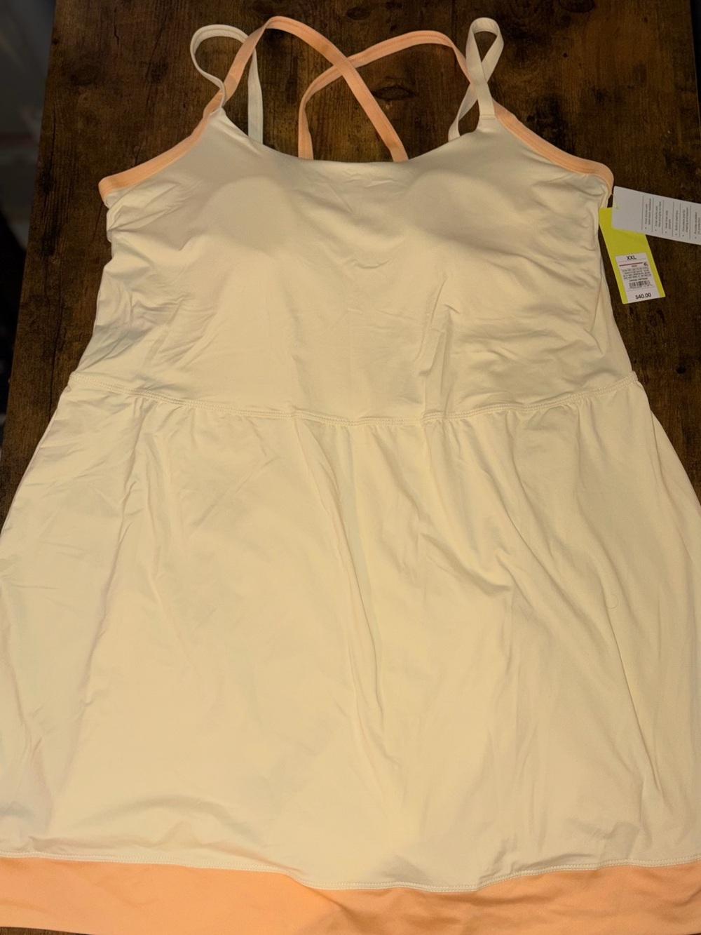 Women's All In Motion Cream & Peach Strappy Tank Dress